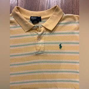 Polo Ralph Lauren Boys Youth Size XL 18-20 Yellow Stripe Polo 100% Cotton